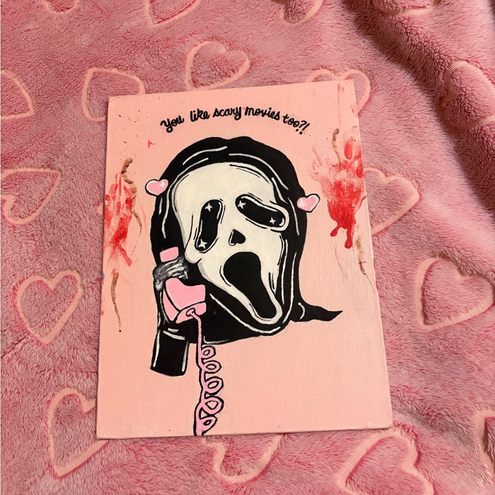 Pink and Black Scream-Inspired Art Print